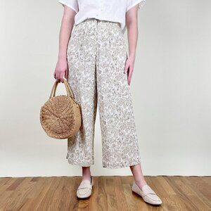 Vintage Coastal Wide Leg Crop Trouser Pants High Waisted Old Money Quiet Luxury